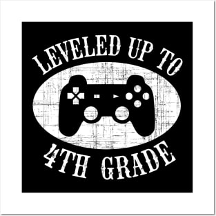 Leveled Up To 4th Grade Gamer Back To School First Day Boys Posters and Art